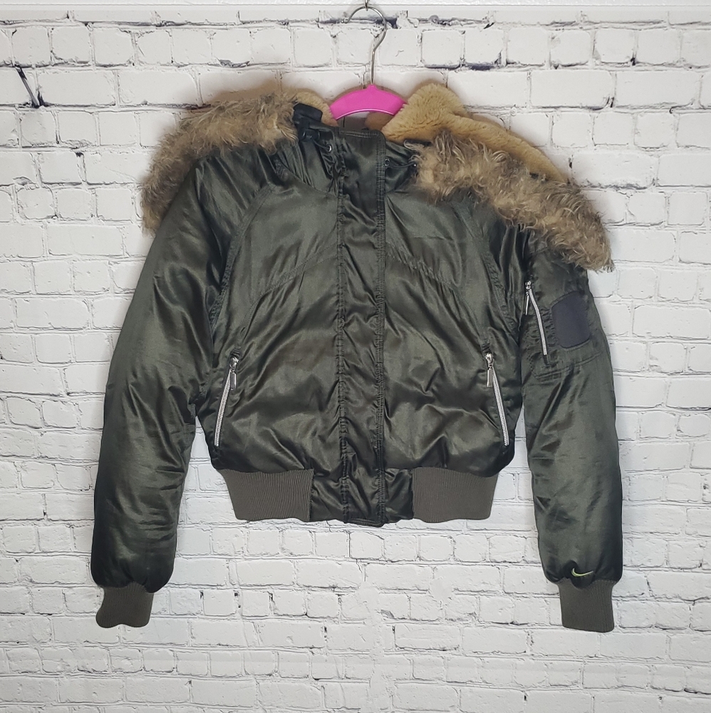 Nike faux fur crop top puffer jacket